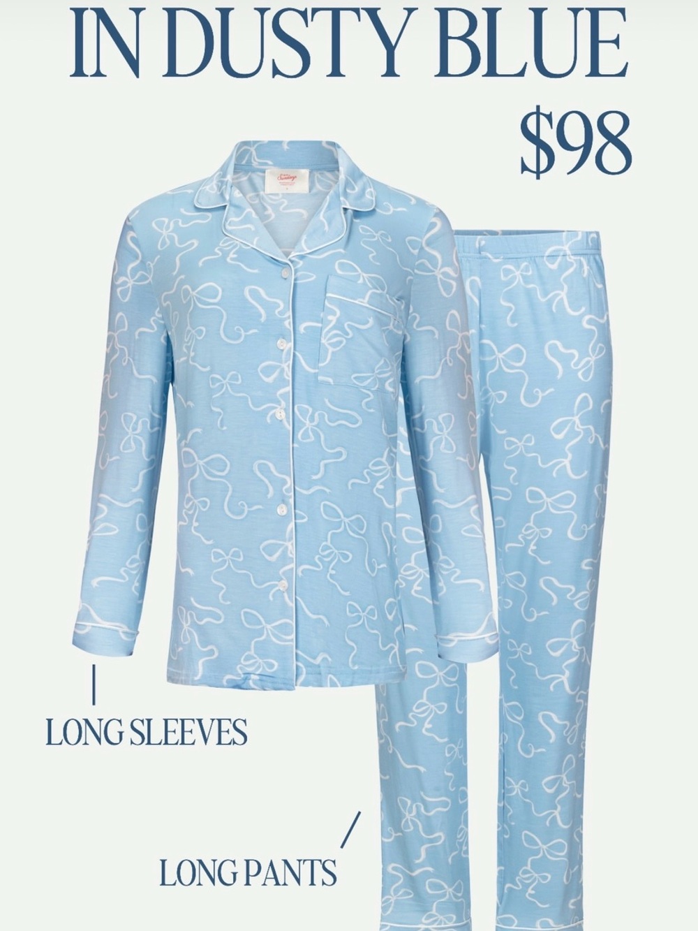 In my Sundays blue bow pajamas